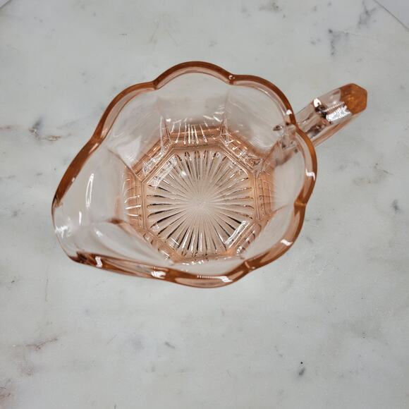 Greensburg‎ Pink Depression Glass Creamer Double Handled Octagon Sugar Bowl - Picture 7 of 16